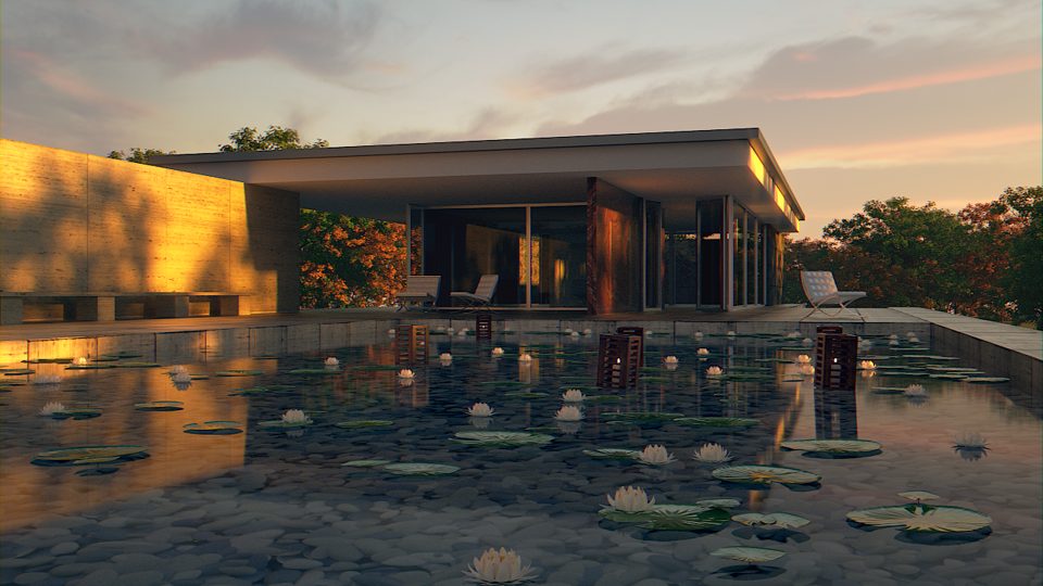 Barcelona Pavilion, rendered on blender.farm