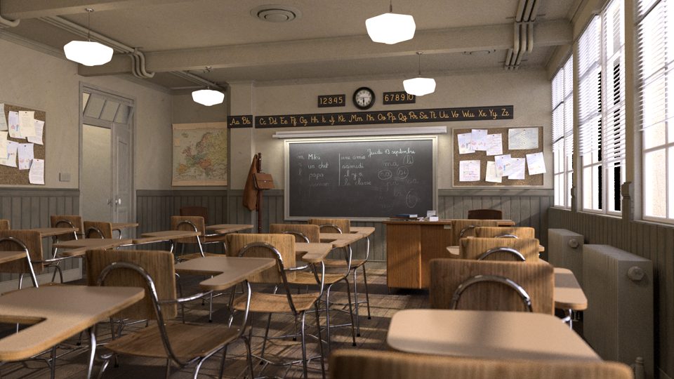 Classroom, rendered on blender.farm